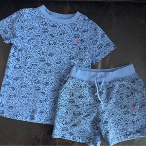 Ralph Lauren Set Boys' Polo Bear Print Cotton Jersey Tee and Fleece Shorts